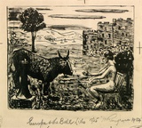 Artist: ROSENGRAVE, Harry | Title: Europa and the bull | Date: 1954 | Technique: lithograph, printed in black ink, from one stone
