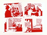 Artist: Black Cat Collective. | Title: 1968 Rebelion en las Ciudades 9-12. | Date: c.1986 | Technique: screenprint, printed in red ink, from one stencil