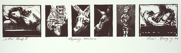 Artist: Gregory, Drew. | Title: Rhyming nonsense | Date: 1990 | Technique: lithograph, printed in black ink, from one stone