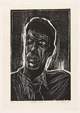 Artist: AMOR, Rick | Title: Andrew Southall. | Date: 1986 | Technique: woodcut, printed in black ink, from one block