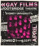 Artist: Soeterboek, Will. | Title: Gay Films - Footbridge Theatre, Sydney University | Date: 1983 | Technique: screenprint, printed in colour, from two stencils