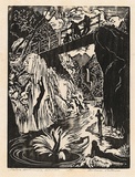 Artist: Patterson, Ambrose. | Title: Native swimmers, Hawaii | Date: c.1925 | Technique: woodblock, printed in black ink, from one block
