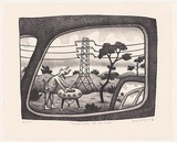 Artist: Mombassa, Reg. | Title: Tarrago window with side mirror | Date: 2003 | Technique: lithograph, printed in black ink, from one stone