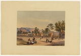 Artist: Angas, George French. | Title: Bethany, a village of German settlers. | Date: 1846-47 | Technique: lithograph, printed in colour, from multiple stones; varnish highlights by brush