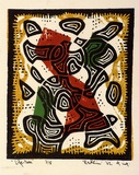 Artist: Hawkins, Weaver. | Title: Life-tree | Date: 1962 | Technique: linocut, printed in colour, from multiple blocks | Copyright: The Estate of H.F Weaver Hawkins