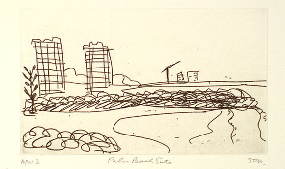 Artist: Furlonger, Joe. | Title: Palm Beach suite (no.13) | Date: 1990 | Technique: etching, printed in black ink, from one plate