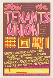 Artist: WORSTEAD, Paul | Title: Join the Tenants Union | Date: 1981 | Technique: screenprint, printed in colour, from three stencils in pink, yellow and purple inks | Copyright: This work appears on screen courtesy of the artist