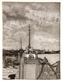 Artist: Rooney, Elizabeth. | Title: (Newcastle scene) (b) | Date: (1976) | Technique: etching, aquatint printed in brown and black ink, from one  zinc plate