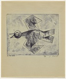 Artist: Cant, James. | Title: The bird | Date: 1948 | Technique: cliche-verre, printed in blue pigment, from one hand-drawn glass plate