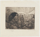 Artist: TRAILL, Jessie | Title: Market, Furnes, Belgium | Date: 1907 | Technique: softground etching, printed in black ink, from one plate
