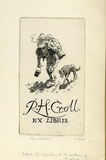 Artist: LINDSAY, Lionel | Title: Bookplate: R.H. Croll. | Date: 1943 | Technique: etching, printed | Copyright: Courtesy of the National Library of Australia