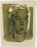 Artist: Brash, Barbara. | Title: (Portrait). | Date: 1950s | Technique: lithograph, printed in colour, from two plates