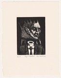 Artist: Mombassa, Reg. | Title: Dog on shoulders | Date: 2005 | Technique: etching and aquatint, printed in black ink, from one plate