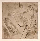 Artist: Barwell, Jennifer. | Title: (The Raising of Lazarus). | Date: (1955) | Technique: softground etching printed in brown ink with plate-tone, from one plate