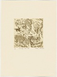 Artist: Robinson, William. | Title: Landscape with rider | Date: 1990 | Technique: softground-etching, printed in brown ink, from one plate