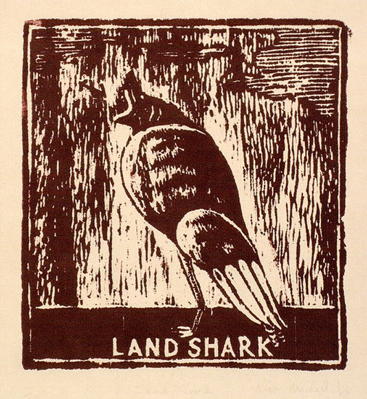Artist: MACKELL, Kim | Title: Land shark | Date: 1988 | Technique: woodcut