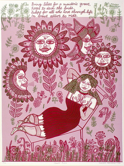 Artist: HANRAHAN, Barbara | Title: Flower piece | Date: 1976 | Technique: lithograph, printed in colour, from three plates