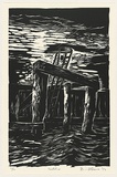 Artist: AMOR, Rick | Title: Ladder. | Date: 1992 | Technique: woodcut, printed in black ink, from one block