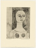 Artist: HANRAHAN, Barbara | Title: Young girl | Date: c.1960 | Technique: etching, printed in black, with plate-tone, from one plate