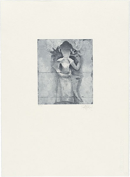 Title: Faceless | Date: 1999 | Technique: softground-etching and aquatint, printed in blue/black ink, from one plate