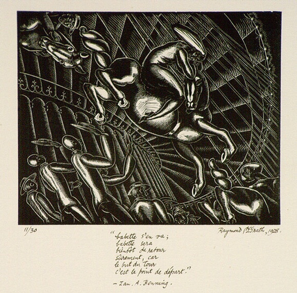 Artist: McGrath, Raymond. | Title: La Vie en Raville | Date: 1928 | Technique: wood-engraving, printed in black ink, from one block