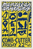 Artist: WORSTEAD, Paul | Title: Mental as anything - Comb and Cutter | Date: 1980 | Technique: screenprint, printed in colour, from two stencils in blue and yellow ink | Copyright: This work appears on screen courtesy of the artist