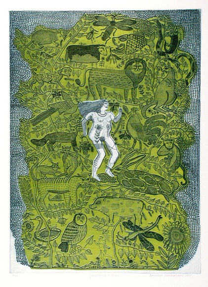 Artist: HANRAHAN, Barbara | Title: Garden of Eden | Date: 1977 | Technique: etching, printed in colour with plate-tone