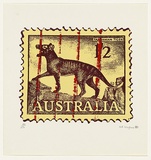 Artist: Cosgrove, Nick. | Title: not titled [Tasmanian tiger] | Date: 1980 | Technique: screenprint, printed in colour, from three stencils