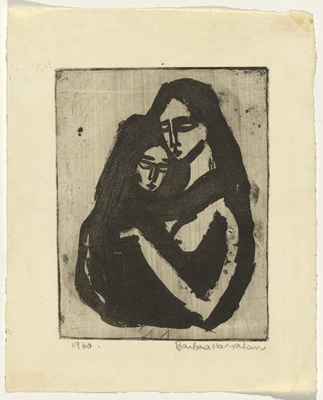 Artist: HANRAHAN, Barbara | Title: Mother and child | Date: 1960, July | Technique: aquatint, printed in black ink, from one plate