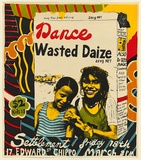 Artist: WORSTEAD, Paul | Title: Dance: Wasted Daize... Settlement Friday 18th, 17 Edward St Chippo. | Date: 1977 | Technique: screenprint, printed in colour, from four stencils | Copyright: This work appears on screen courtesy of the artist