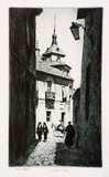 Artist: LINDSAY, Lionel | Title: A street, Toledo | Date: 1938 | Technique: drypoint, printed in blue/black ink, from one plate | Copyright: Courtesy of the National Library of Australia