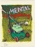 Artist: WORSTEAD, Paul | Title: Mental as anything - creatures of leisure | Date: 1982 | Technique: screenprint, printed in black ink, from one stencil; hand-coloured | Copyright: This work appears on screen courtesy of the artist