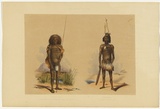 Artist: UNKNOWN | Title: Tyilkilli: a young man of the Parnakallah tribe, Port Lincoln; Mintala: a man at Coffins Bay. | Date: 1846-47 | Technique: lithograph, printed in colour, from multiple stones; varnish highlights by brush