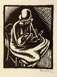 Artist: Hawkins, Weaver. | Title: (Nursing mother) | Date: c.1927 | Technique: woodcut, printed in black ink, from one block | Copyright: The Estate of H.F Weaver Hawkins