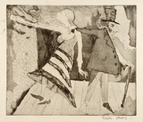 Artist: Janesw, Roger. | Title: Man and woman on a stage | Date: 1967 | Technique: etching and aquatint, printed in black ink, from one plate