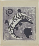 Artist: Cant, James. | Title: The reptile. | Date: 1948 | Technique: cliche-verre, printed in blue pigment, from one paper plate