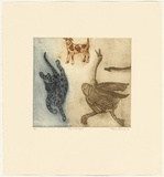 Artist: Robinson, William. | Title: Dogs and geese. | Date: 1990 | Technique: sugar-lift etching, printed in colour inks
