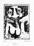 Artist: STONE, T.M. (Bauxhau) | Title: A head | Date: 1988 | Technique: aquatint, etching printed in black ink, from one  plate