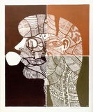 Artist: HANRAHAN, Barbara | Title: Large head | Date: 1965 | Technique: lithograph, printed in colour, from four plates