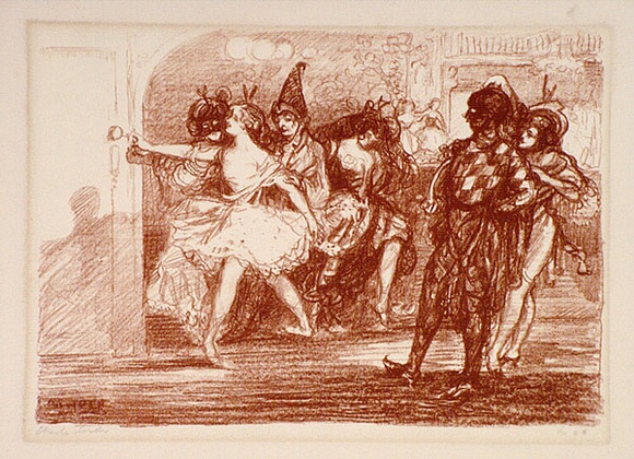 Artist: CONDER, Charles | Title: L'entree en scene. | Date: 1904 | Technique: transfer-lithograph, printed in red ink, from one stone Artist: CONDER, Charles | Title: L'entree en scene. | Date: 1904 | Technique: transfer-lithograph, printed in red ink, from one stone