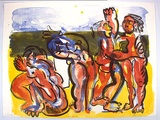 Artist: Furlonger, Joe. | Title: Red bathers | Date: 1989, November | Technique: lithograph, printed in coliur, from multiple stones