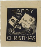 Artist: Kingston, Amie. | Title: Happy Christmas. | Date: 1939 | Technique: linocut, printed in black ink, from one block