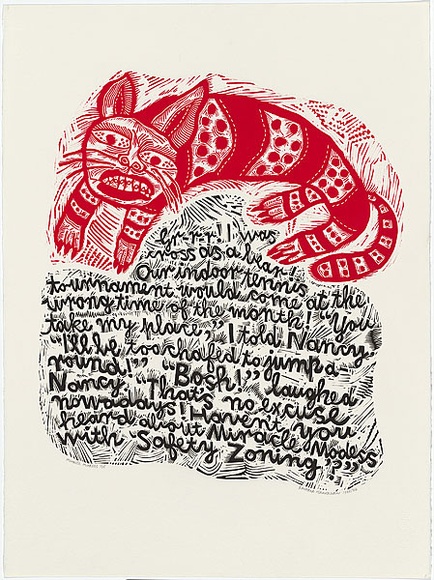 Artist: HANRAHAN, Barbara | Title: Miracle modess | Date: 1985-86 | Technique: linocut, printed in colour, from two blocks