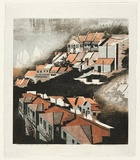 Artist: Thorpe, Lesbia. | Title: Harbour view from the Loo | Date: 1981 | Technique: woodcut, printed in colour, from four blocks