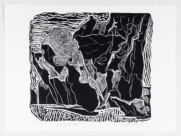 Artist: Brown, Geoffrey | Title: Remarkable rocks. | Date: 1988 | Technique: linocut, printed in black ink, from one block