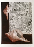 Artist: GRIFFITH, Pamela | Title: Syrinx and Pan | Technique: etching, printed in colour, from multiple plates | Copyright: © Pamela Griffith