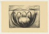 Artist: Evans, Megan. | Title: not titled [landscape and wrapped egg] | Date: 1989 | Technique: lithograph, printed in black ink, from one stone | Copyright: © Megan Evans. Licensed by VISCOPY, Australia