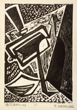 Artist: de Kesler, Thomas. | Title: Studio corner. | Date: 1959 | Technique: linocut, printed in black ink, from one block | Copyright: © Thomas de Kessler