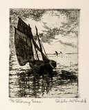 Artist: McDonald, Sheila. | Title: Stormy seas | Date: c.1935 | Technique: etching, aquatint printed in green ink with plate-tone