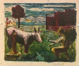 Artist: ROSENGRAVE, Harry | Title: (Europa and the bull) | Date: (1954) | Technique: lithograph, printed in colour, from four plates